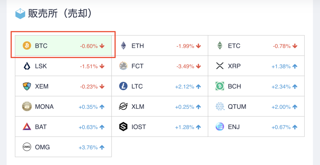 ビットコインを選択