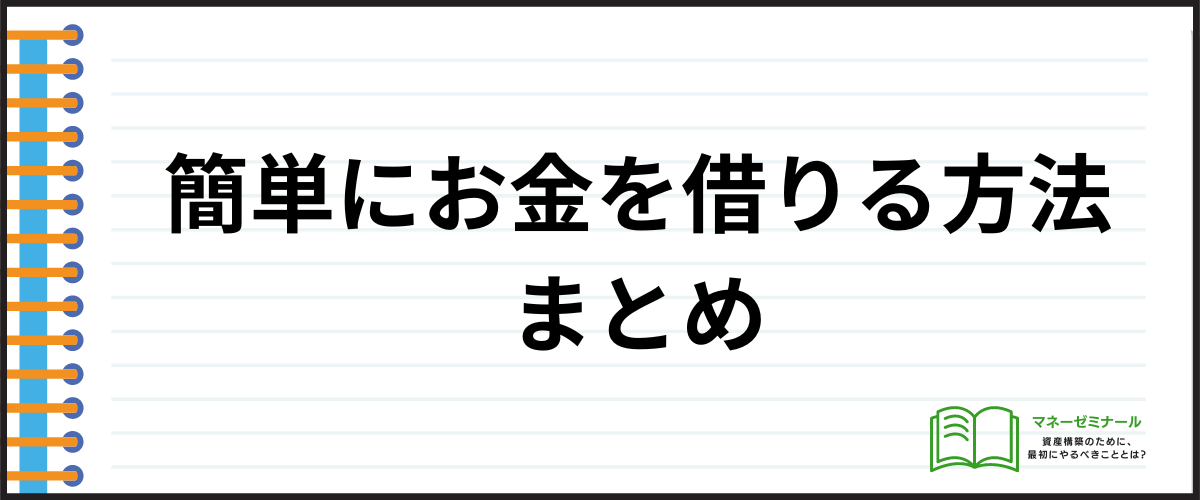 「簡単にお金を借りれる方法：まとめ」の見出し画像