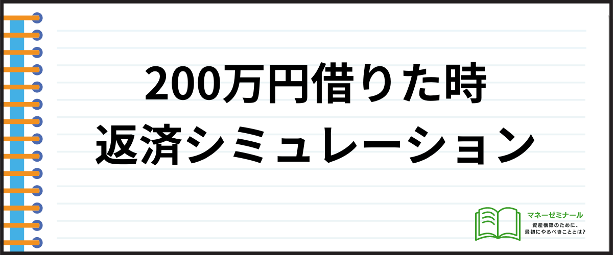 200万円を借りたときの返済シミュレーション